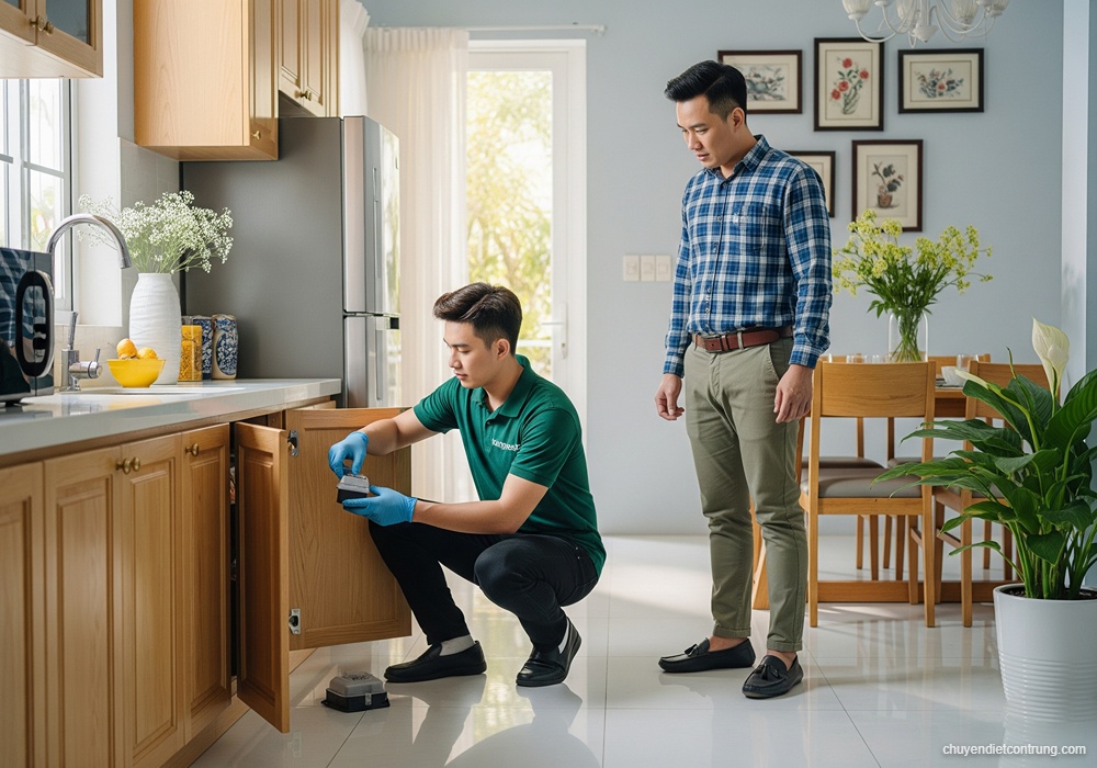 Khách hàng vui vẻ sau khi King Pest hoàn thành xử lý côn trùng tại nhà.